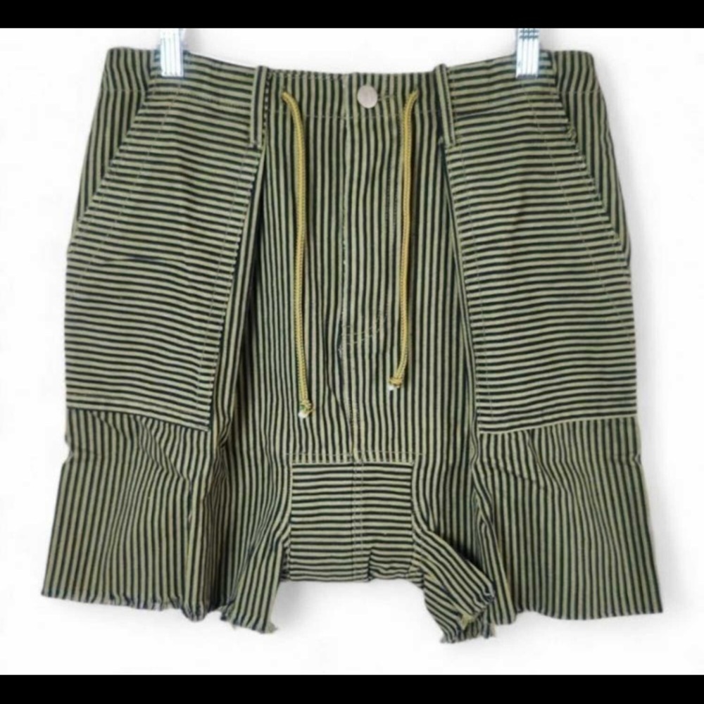 Striped Drawstring Women’s Shorts - Olive Green